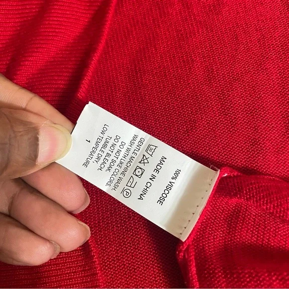 Red Open Front Long Sleeve Knit Cardigan Size Small - Picture 5 of 10